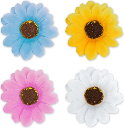 Dekorative haveblomster med klemme, 7,5 cm, 4 stk.