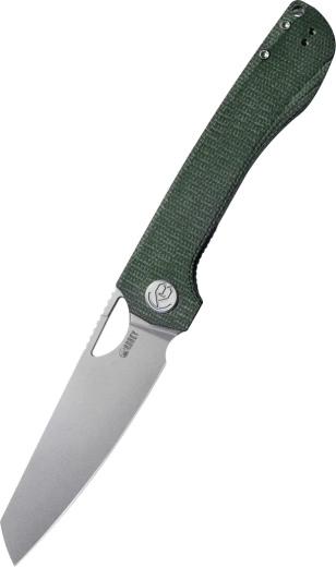 Kubey Elang KU365E foldekniv 10 cm, bead blasted, mørkegrøn micarta med clip