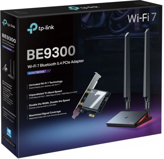 Tri-band Wi‑Fi 7-hastighed på op til 9300 Mb/s
