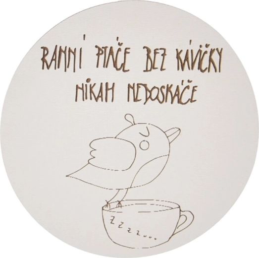 Træunderlag med motivet „Morgenfugl“, 10 cm