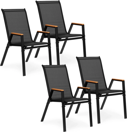 Sæt med 4 MultiGarden havestole til terrasse og altan, sort