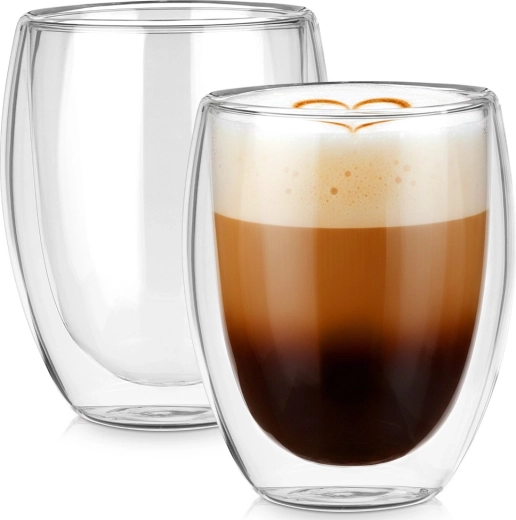 Termoglas med dobbeltvæg til kaffe og te 370 ml, 2 stk.