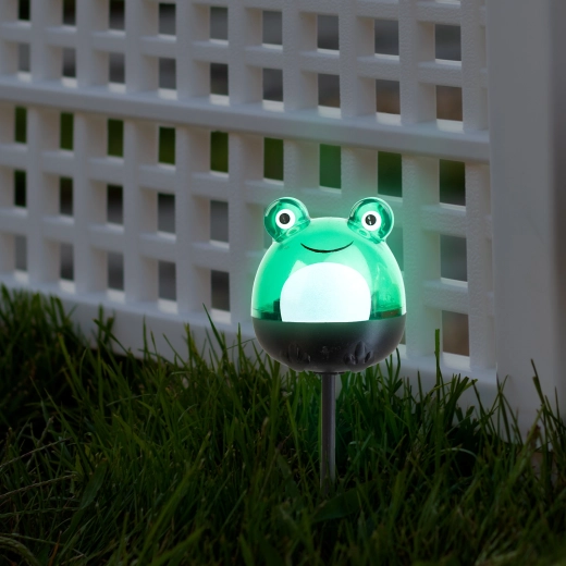 Solar LED-lampe i frøform med koldt hvidt lys - 1 stk.