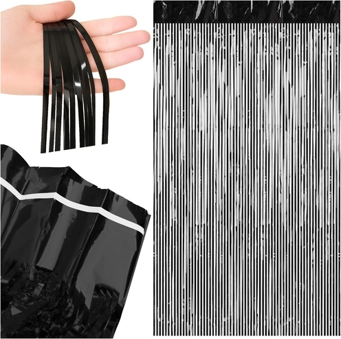 Dekorativ sort frynseforhæng RUHHY 100 × 200 cm