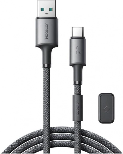 Joyroom USB–USB‑C kabel 1,2 m med magnetisk klips, hurtig opladning 3A, grå