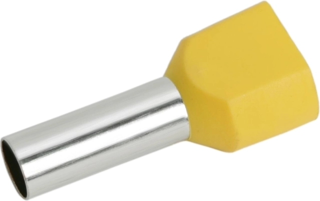Dobbelt kabelendehylse med gul isolering, 2 × 6,0 mm²
