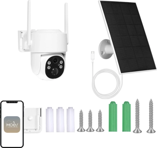 Moes udendørs Wi‑Fi IP-kamera 4 Mpx med solpanel og PTZ