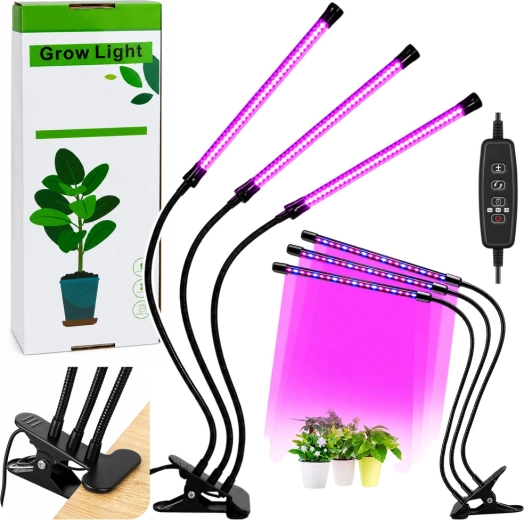 LED vækstlampe til planter 30 W med 3 moduler og klips