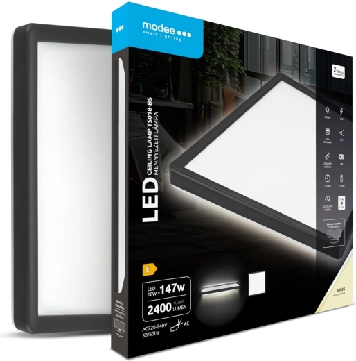 Modee firkantet loftmonteret LED-lampe TS018-BS 18 W 4000 K 2400 lm