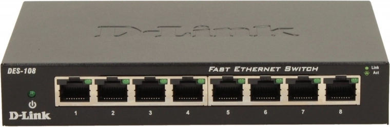 D-Link DES-108 8-port Fast Ethernet-switch i metaldesign