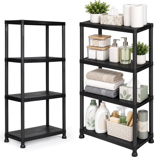 ModernHome plastreol med fire hylder, sort