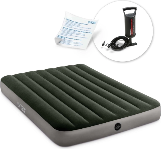 Oppustelig Intex-madras til to personer med håndpumpe 191 × 137 × 25 cm