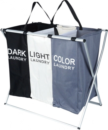 Tre rum til hurtig sortering af vasketøj