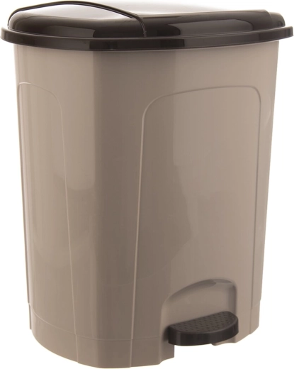 Plastaffaldsspand med pedal 30 l, beige med mørkt låg