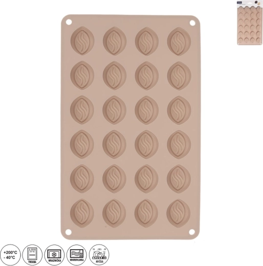 Silikoneform til praliner og chokolade, 24 hulrum, beige