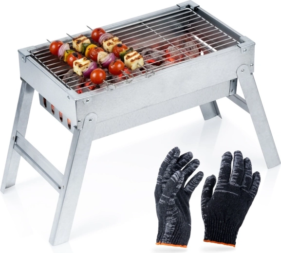 Vilde sammenklappelig bærbar kulgrill i rustfrit stål 46 × 21 × 27 cm