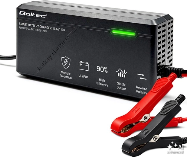 Oplader til LiFePO4-batterier 12 V 10 A med LED-indikator