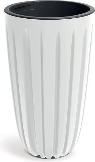 Hvid plastblomsterkrukke WARIO 29 cm med indsats