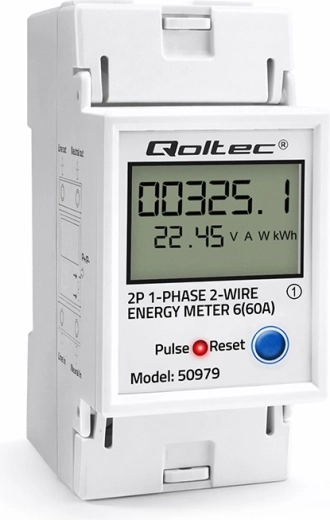 Enfaset elmåler til DIN-skinne med LCD, LED-indikator og RESET-funktion 230 V 60 A