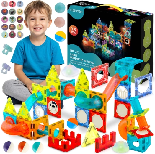 Ricokids lysende magnetisk byggesæt med kuglebane