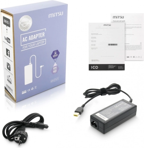 Oplader / strømforsyning 20 V 3,25 A med rektangulært stik 11,0 × 4,5 mm (Yoga) – Lenovo 65 W