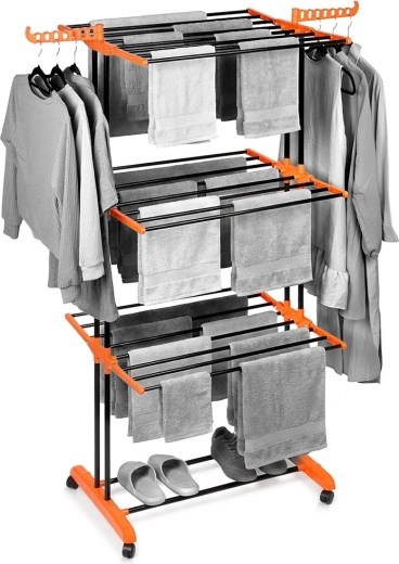 Metal, vertikal tørrestativ på hjul XXL 73 × 170 cm