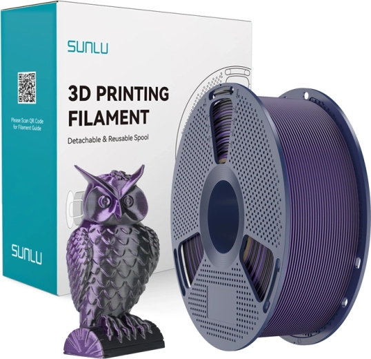 Sunlu PLA+ Silk tofarvet filament sort og lilla
