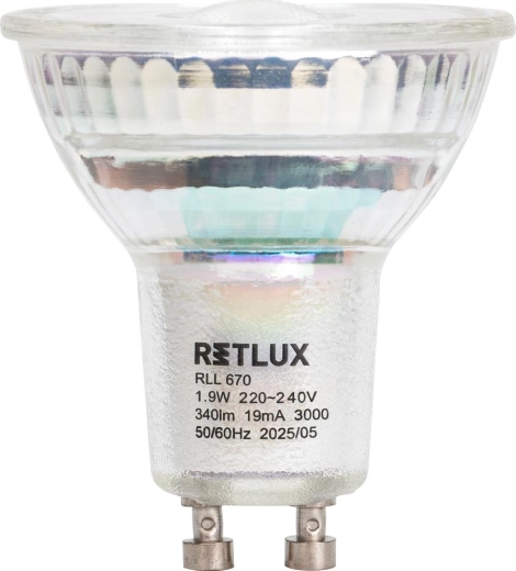LED-reflektorpære Retlux RLL 670 GU10 1,9 W varm hvid