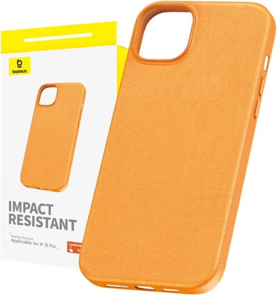 Etui til iPhone 15 Pro Baseus Fauxther Series orange