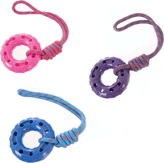 Holdbart hundelegetøj af robust plast og reb 51 cm (3 varianter)