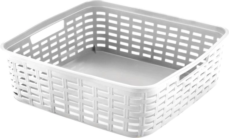 Plastikopbevaringskurv HEIDRUN med rattanmønster 29 × 19 × 10 cm - 1 stk.