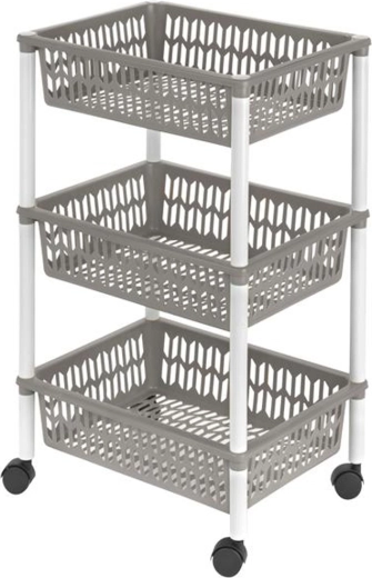 Kurvereol på hjul, 3 etager, 40 × 30 × 66 cm, plast