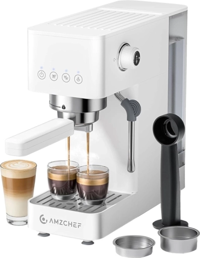 AMZCHEF CE-EM3131-WT manuel espressomaskine, hvid