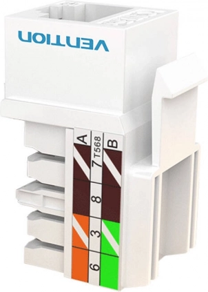 Keystone Jack-kobling Cat.5E UTP 180° Vention IPBW0 Hvid