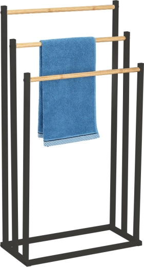 Tredobbelt håndklædestativ sort 45 × 22 × 85 cm