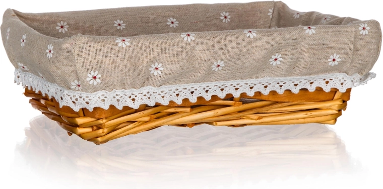 Flettet kurv Daisy med stof, rektangulær 27 × 18 × 7 cm