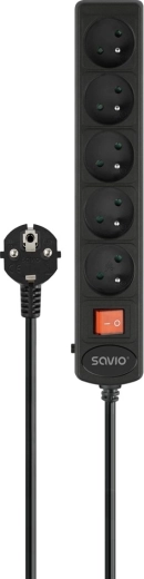 Overspændingsbeskyttet forlænger 5× Schuko, 3 m med afbryder