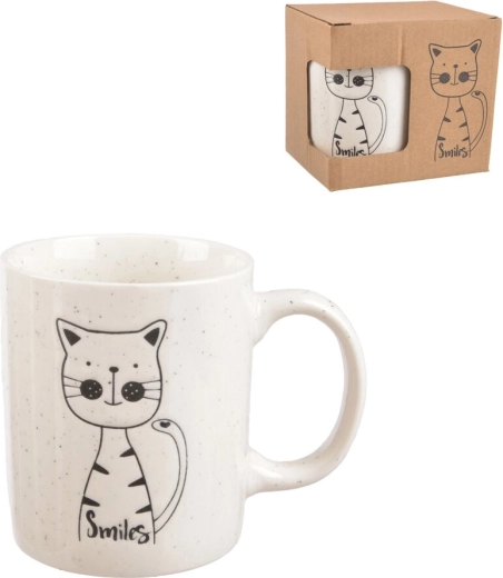 Porcelænskrus med kattemotiv, hvidt
