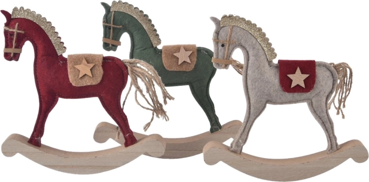 Juledekoration hest af træ og filt 20 × 2 × 22 cm (3 varianter)