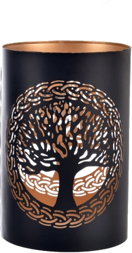 Lysestage TREE i metal, sort-guld 22 cm