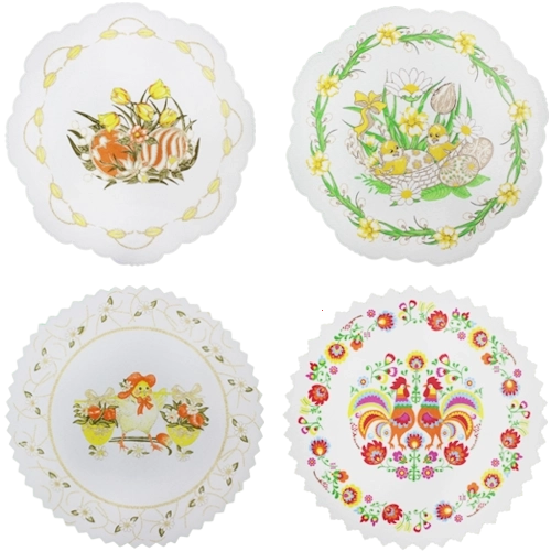 Påske-dug med motiv af æg og kaniner 28 cm, grøn