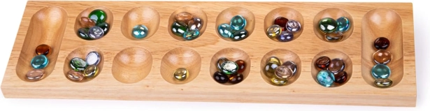 Træspil Mancala med farvede glassten Bigjigs Toys