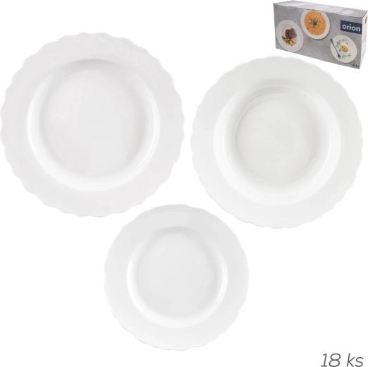 Porcelænsstel Mona bølger, rundt, 18 dele