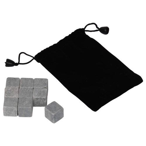 Whiskysten med sort velourpose, 9 stk.