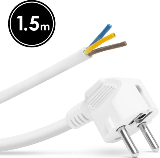 Monteret netværksstikdåse med 1,5 m kabel, 3 × 1,5 mm², hvid