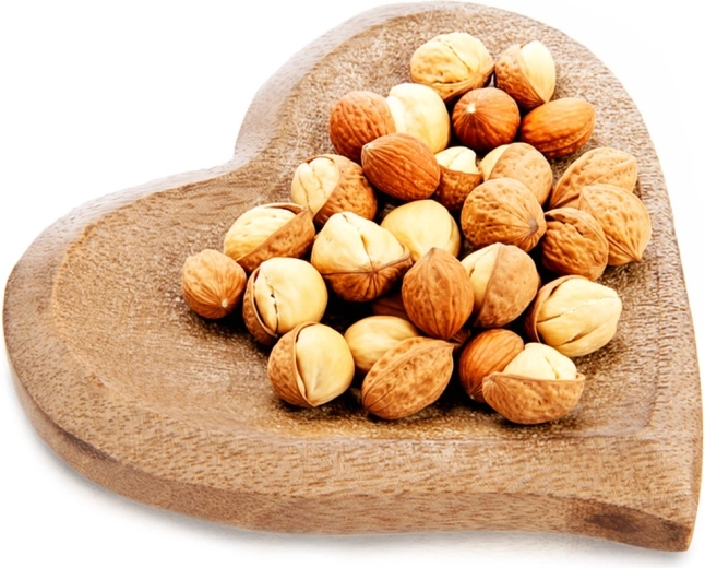 Trætallerken til snacks hjerte af mango 12 × 12 cm