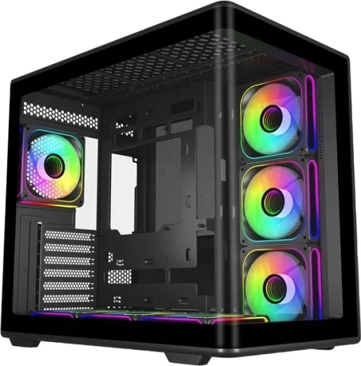 Elite 600 sort ATX mid-tower kabinet med 7× ARGB-blæsere og hub
