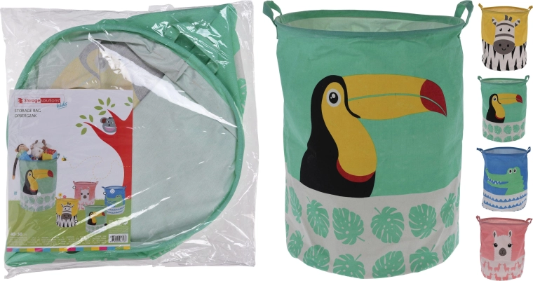 Sammenklappelig legetøjskurv til børn med håndtag 40 × 50 cm, tekstil, mix af motiver