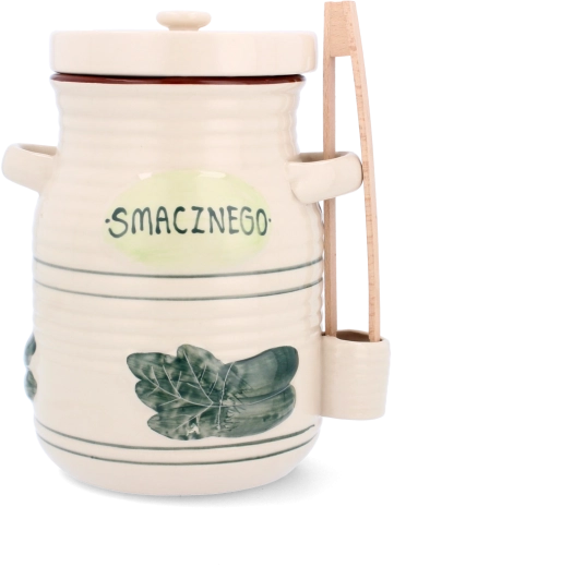 Keramisk fermenteringskrukke med låg og tang 3,5 l