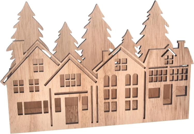 Træhus med indhegning, beige